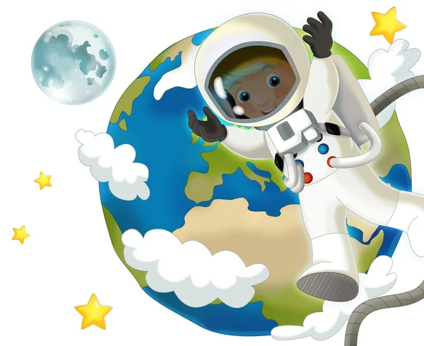 Ragazzo astronauta nello spazio — Foto Stock