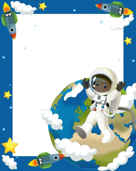 Мальчик-астронавт в космосе — стоковое фото