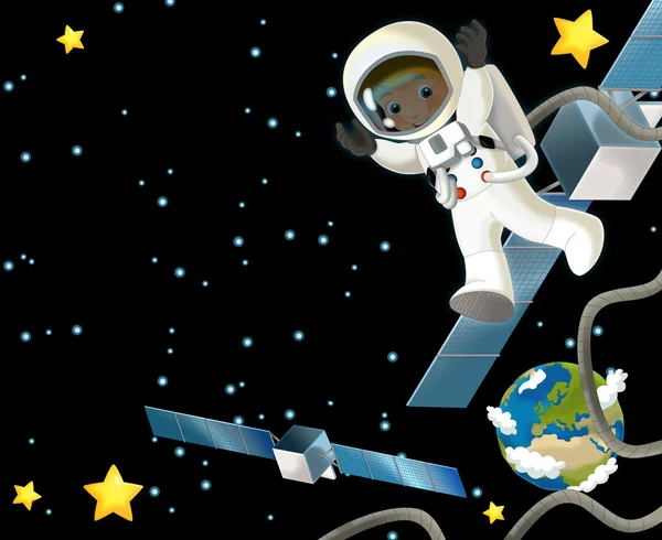 Boy astronaut v prostoru — Stock fotografie