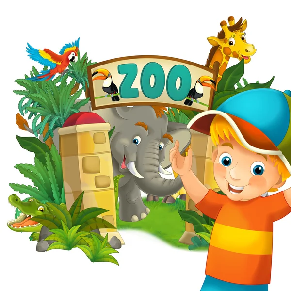 漫画の動物園、遊園地、子供のための図 — ストック写真