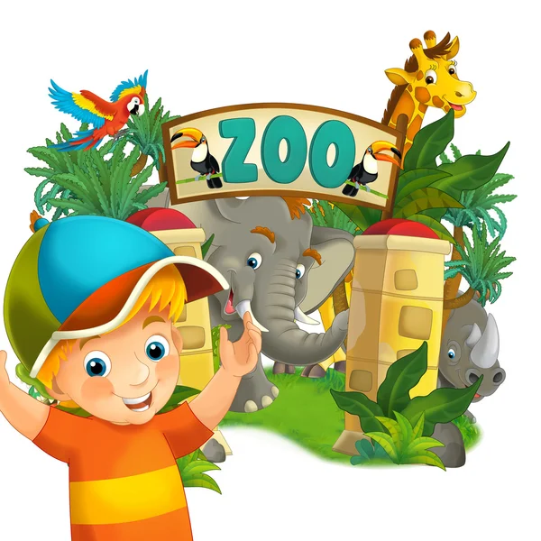 Cartoon zoo, amusement park, illustration for the children — Stock Photo, Image