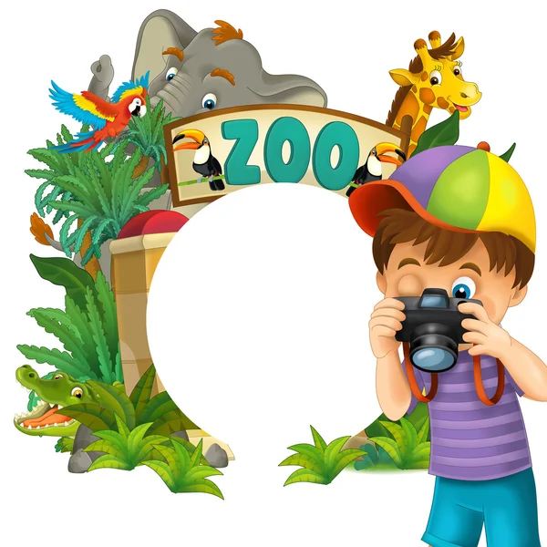 Cartoon zoo, amusement park, illustration for the children — Stock Photo, Image