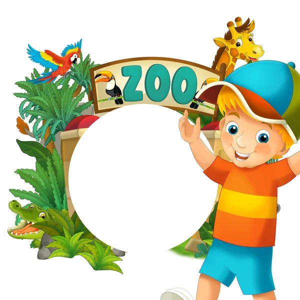 Zoológico de dibujos animados, parque de atracciones, ilustración para los niños —  Fotos de Stock