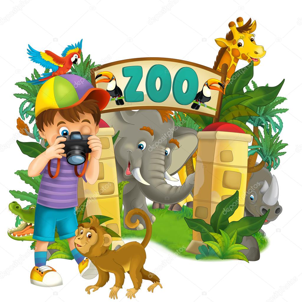 Cartoon zoo, amusement park, illustration for the children Stock Photo by  ©agaes8080 28569511