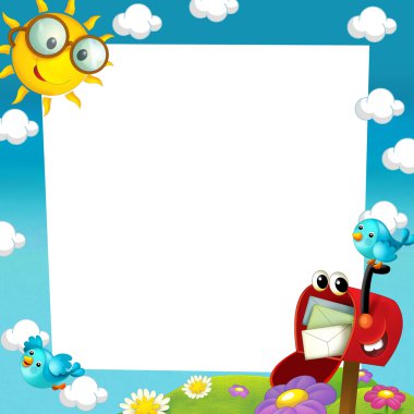 mutlu ve renkli çerçeve alanı ve postbox çocuklar için. metin alanı