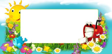 mutlu ve renkli çerçeve alanı ve postbox çocuklar için. metin alanı