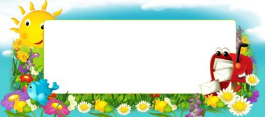 mutlu ve renkli çerçeve alanı ve postbox çocuklar için. metin alanı