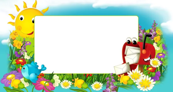 mutlu ve renkli çerçeve alanı ve postbox çocuklar için. metin alanı