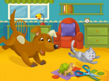 Oda hayvan. çizgi film