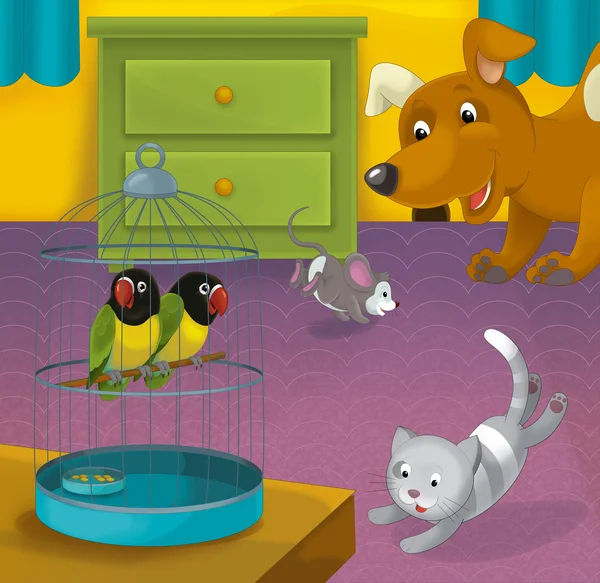 Cartoon-Zimmer mit Tieren — Stockfoto