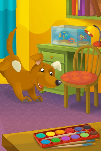 Cartoon room with animals — Stock Photo, Image