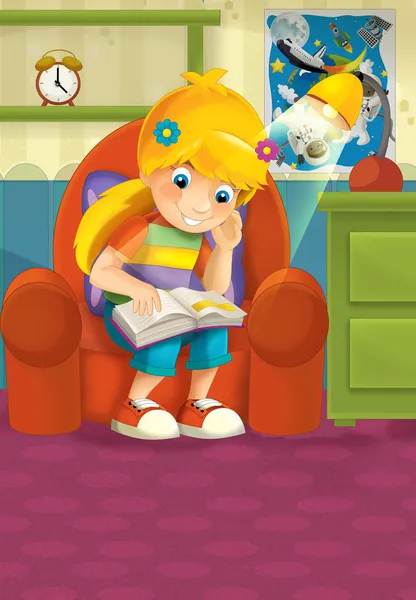 Child reading Cartoon — Stock Photo, Image