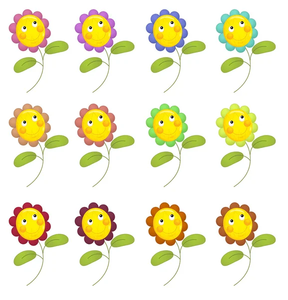 Cartoon flowers isolated — Stock Photo, Image