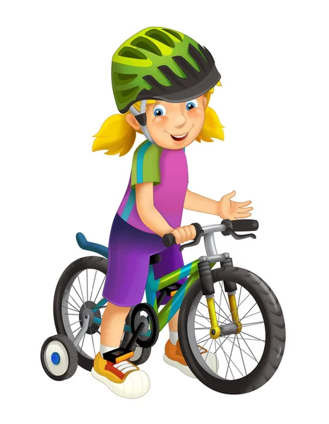 자전거를 타고 만화 소녀 — 스톡 사진