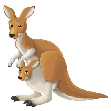 Cartoon kangaroo and its baby clipart