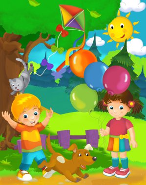 çocuklar köpek ile açık