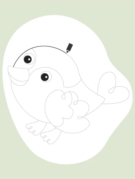 Desenho para colorir com ilustração de pássaro — Fotografia de Stock