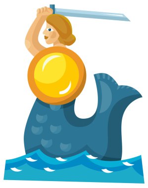 karikatür mermaid ile kılıç