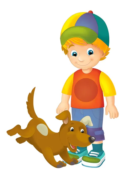 Мультфильм ребенок и собака — стоковое фото