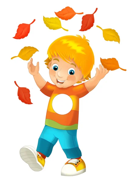 Cartoon child with foliage — Stock Photo, Image