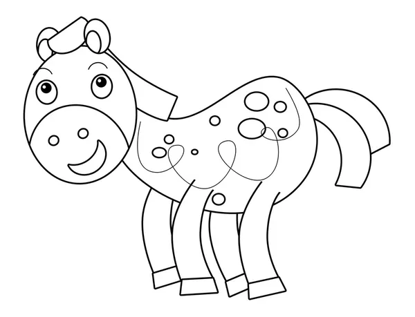 Cavallo dei cartoni animati - colorazione pagina — Foto Stock
