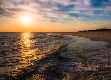Atlantik Okyanusu üzerinde ayarlama güneş, cape may, new jersey.