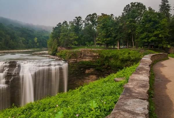 Morning view of Middle Falls, Letchworth State Park, New York. — Stock Photo, Image