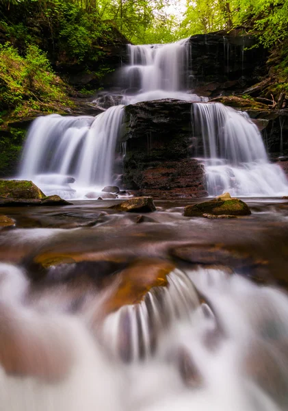 Tuscarora Falls e pequenas cascatas em Kitchen Creek em Ganoga Gl — Fotografia de Stock