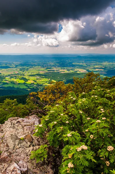 Dark clouds over the Shenandoah Valley, seen from Stony Man Moun — Stock Photo, Image