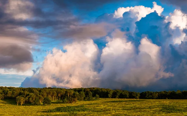 Nuvens de noite bonitas sobre Big Meadows em Shenandoah National — Fotografia de Stock