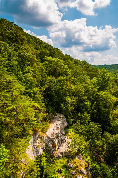 Acantilados en una ladera con vistas a la presa Prettyboy, en Baltimore Cou —  Fotos de Stock