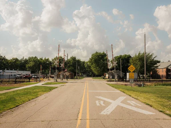Railroad Crossing Gardner Small Town Route Illinois — Stock Photo, Image