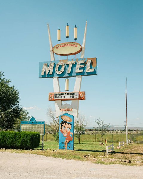 Vintage Stagecoach Motel sign, on Route 66 in Seligman, Arizona