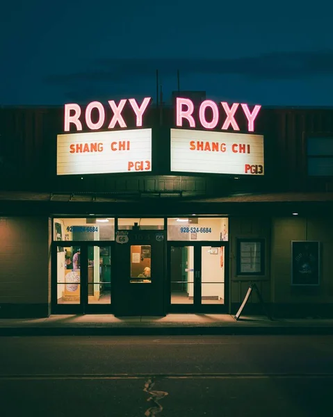 Teatro Roxy Por Noche Ruta Holbrook Arizona — Foto de Stock