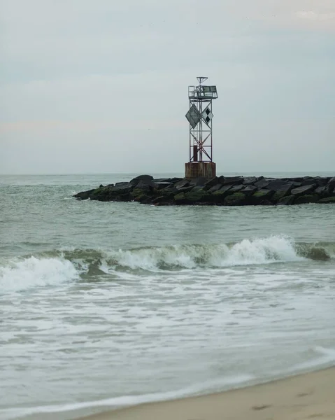 Wellen Und Steg Der Bucht Ocean City Maryland — Stockfoto