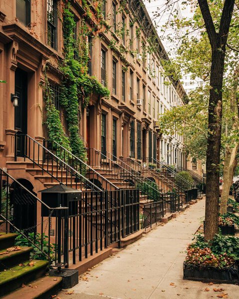 Brownstones on the Upper East Side of Manhattan in New York City