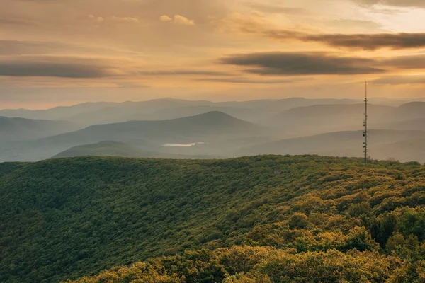 Sunset Kilátás Kilátással Hegyre Catskill Hegység New York — Stock Fotó