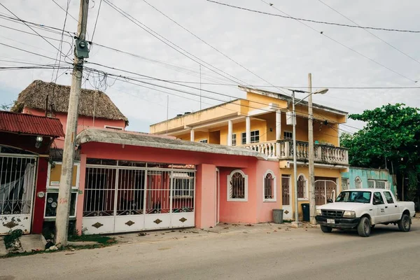 Πολύχρωμα Σπίτια Στο Tulum Quintana Roo Μεξικό — Φωτογραφία Αρχείου