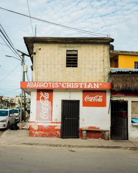 Small Grocery Store Hand Painted Coca Cola Signs Tulum Quintana — Stockfoto
