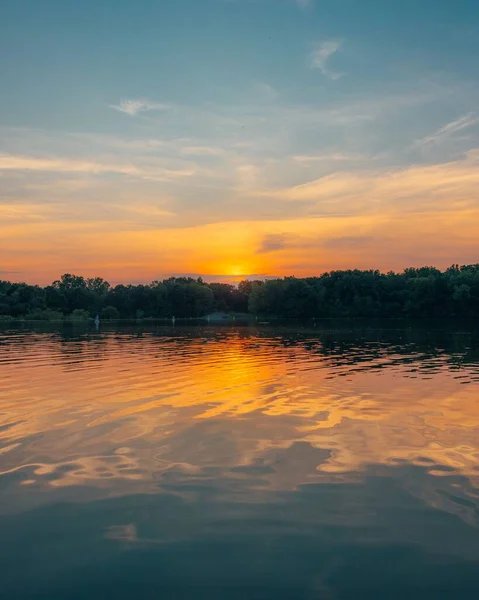 Pôr Sol Sobre Lago Mott Flint Michigan — Fotografia de Stock