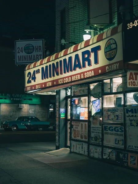 Hour Minimart Sign Night Borough Park Brooklyn New York City — Stock Photo, Image