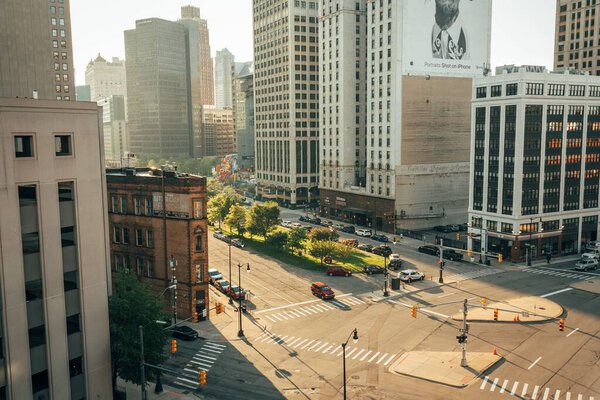 View of Cadillac Square, in downtown Detroit, Michigan