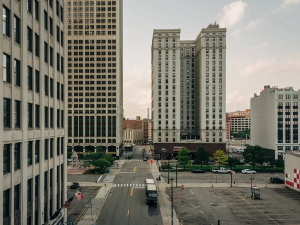 Detroit Michigan Daki Cadillac Meydanı Manzarası — Stok fotoğraf
