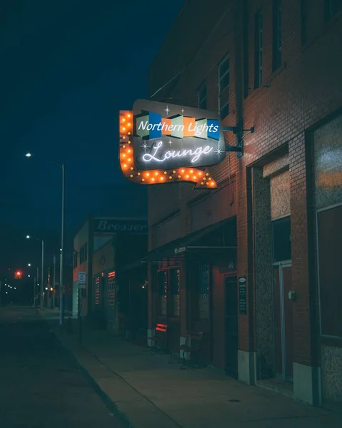Señal Northern Lights Lounge Por Noche Detroit Michigan — Foto de Stock