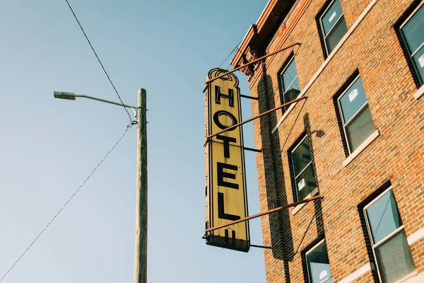 Sinal Hotel Vintage Corktown Detroit Michigan — Fotografia de Stock