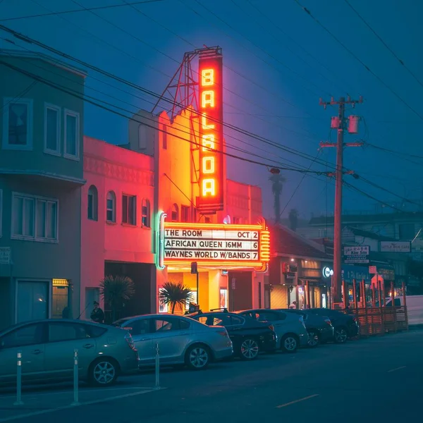 Balboa Theater Night Richmond District San Francisco California — Stock Photo, Image