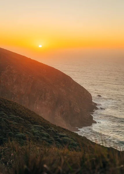 Pôr Sol Sobre Oceano Pacífico Point Reyes National Seashore Califórnia — Fotografia de Stock
