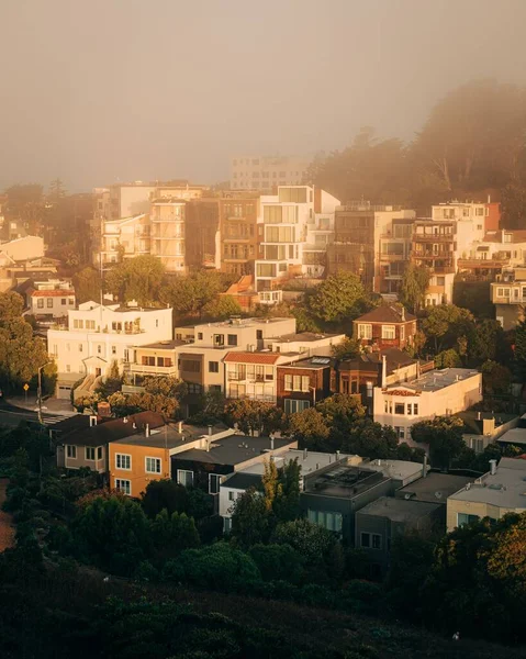 Вид Будинки Тумані Парку Корона Хайтс Сан Франциско Каліфорнія — стокове фото