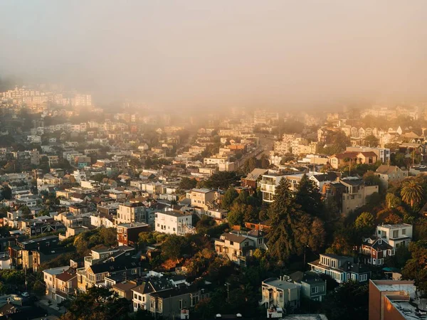 Ködös Kilátás Corona Heights Parkból San Francisco Kalifornia — Stock Fotó