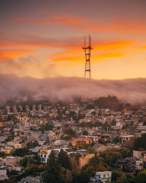 Sunset View Sutro Tower Corona Heights Park San Francisco California — стокове фото